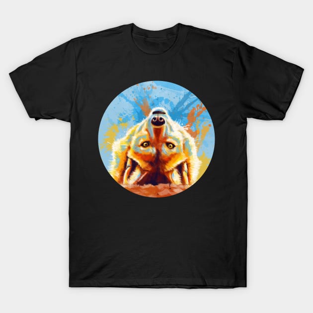 Hey! Wolf Portrait T-Shirt by Flo Art Studio